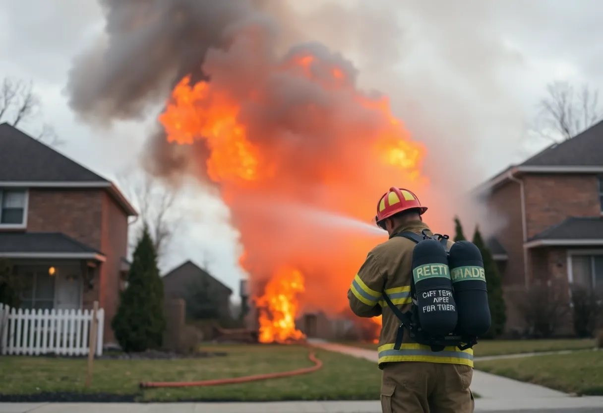 Firefighters responding to a fire in Kansas City