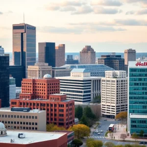 Kansas City skyline with notable employer buildings
