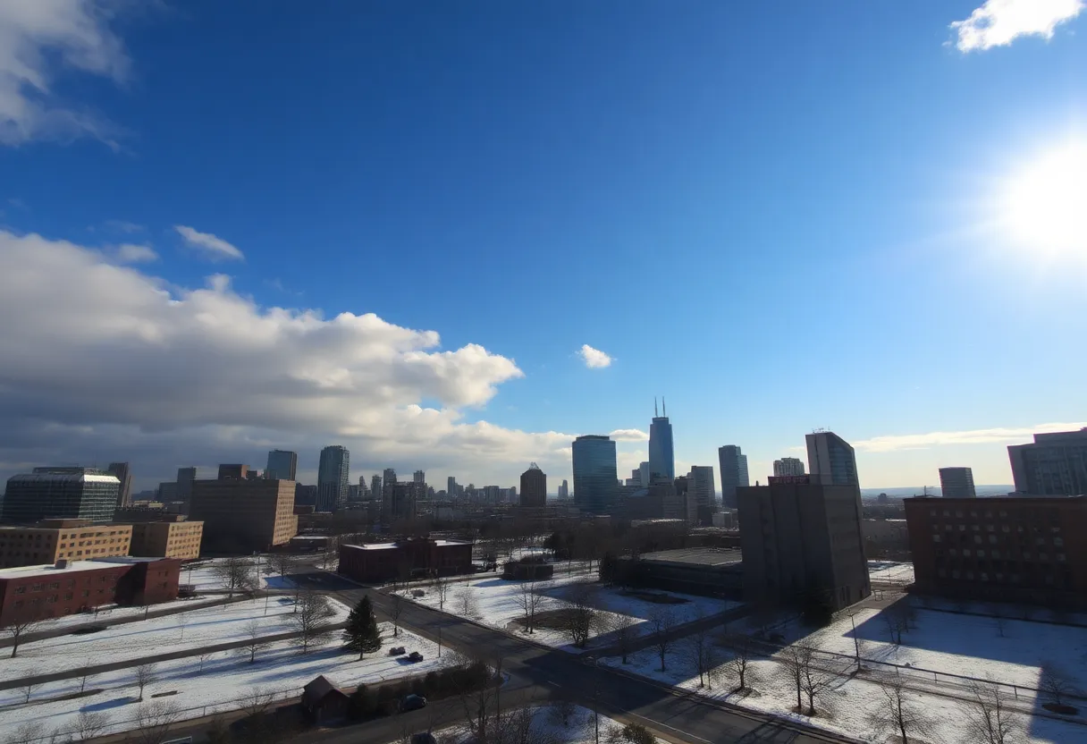 Dramatic weather changes in Kansas City with snow and sun