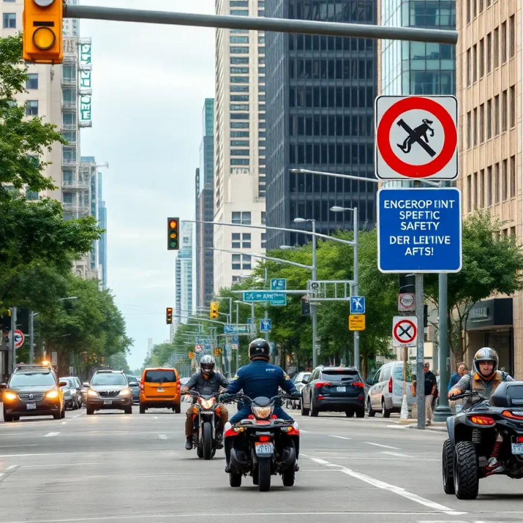 Kansas City police officers managing ATV traffic