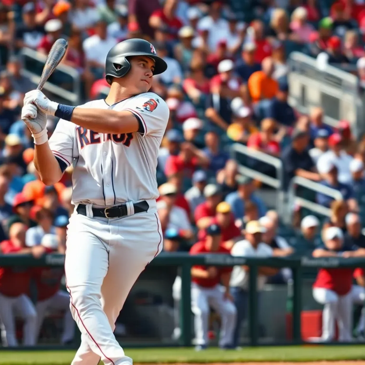 Baseball player hitting a home run in a game