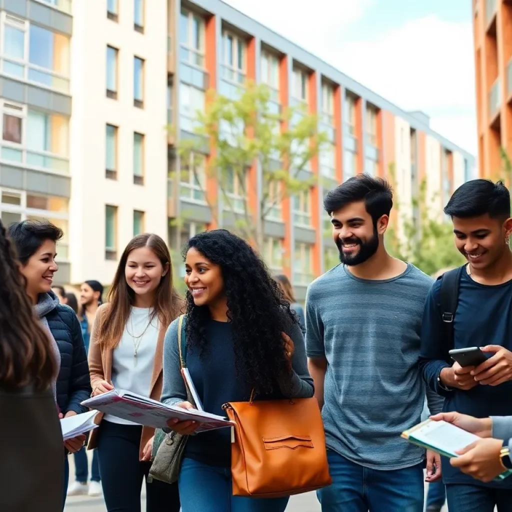 Students studying on a Kansas City college campus