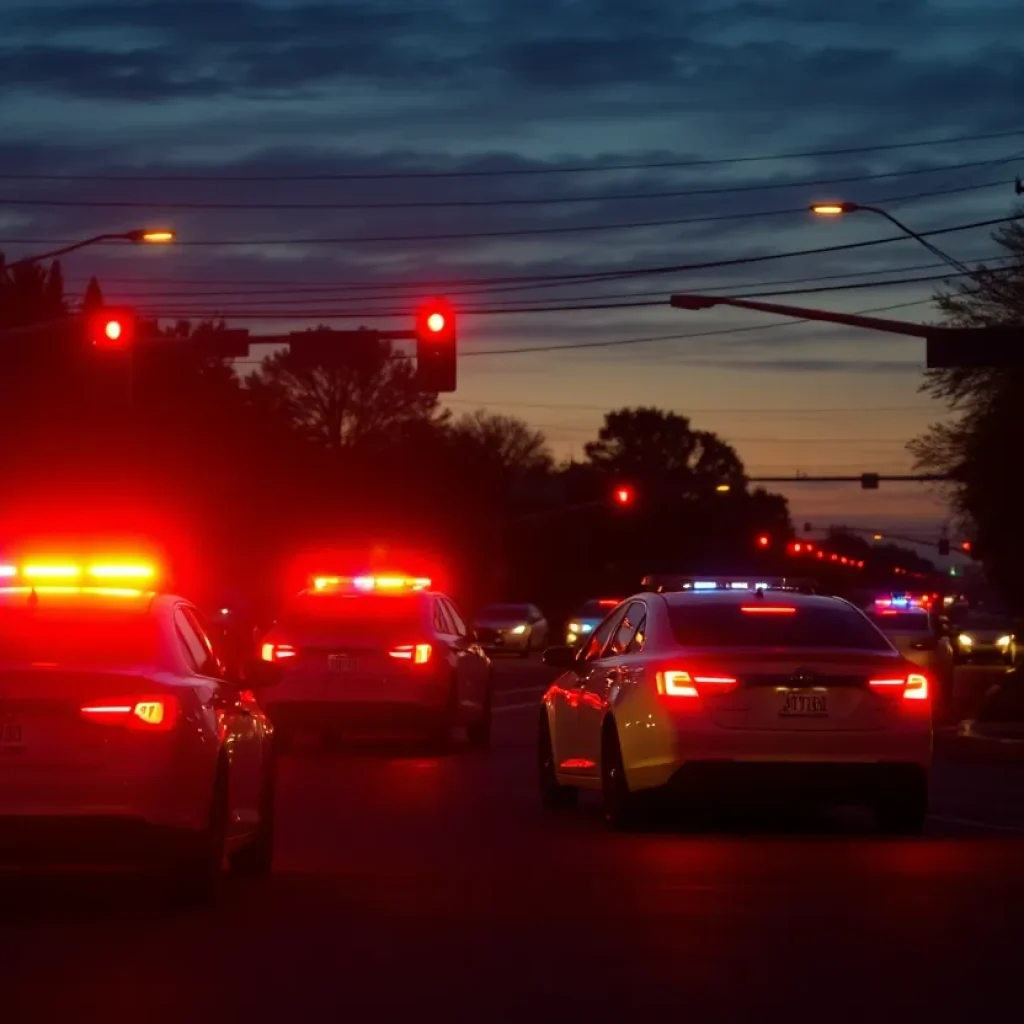 Police activity at an intersection in Kansas City following a shooting incident.