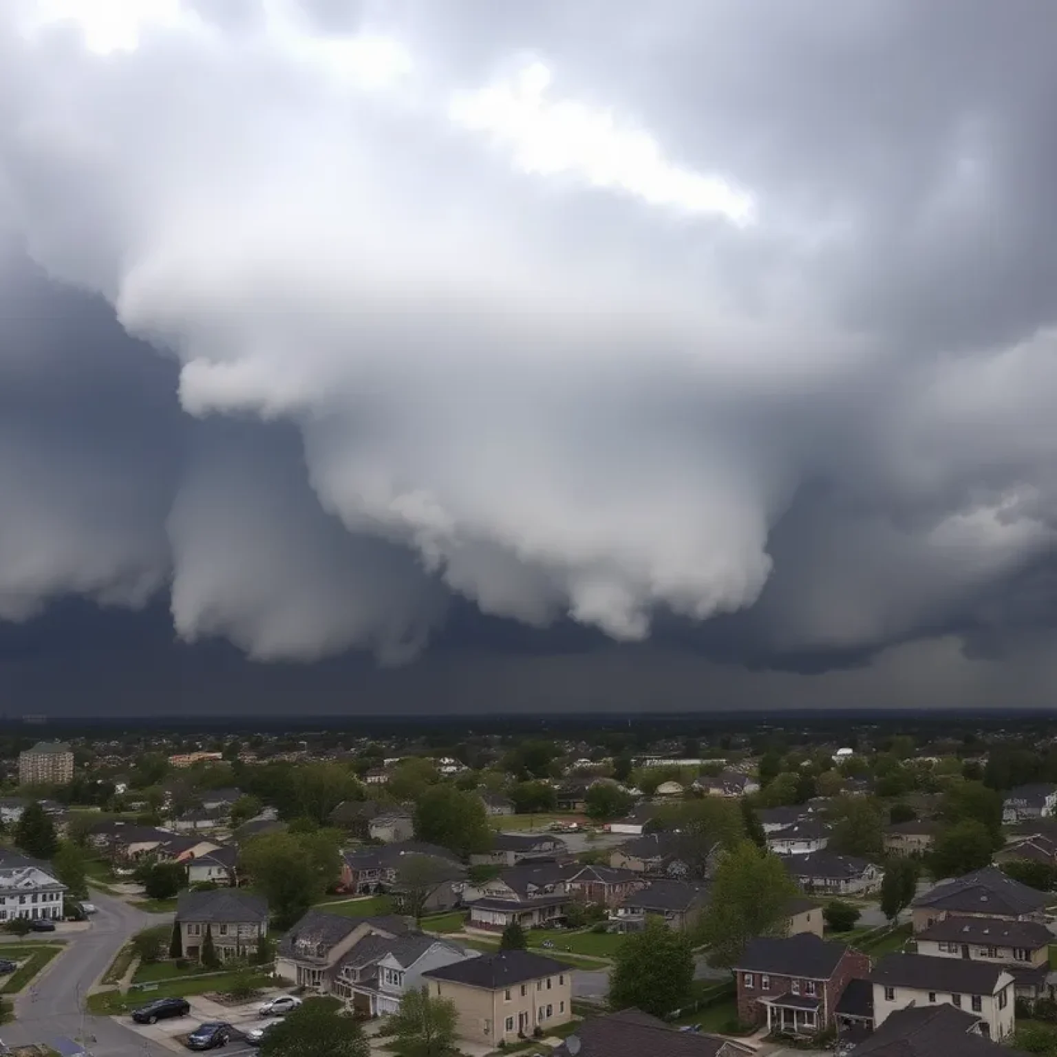 Tornadoes over Kansas City with storm clouds
